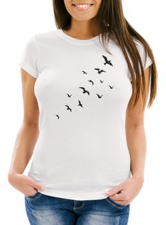 Damen T-Shirt Vögel Birds Fly Slim Fit Neverless®