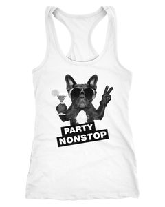Damen Tanktop Party Nontsop Mops French Bulldog Party Hund Racerback Moonworks®