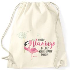 Turnbeutel sei der Flamingo in einer Schar grauer Tauben Spruch Flamingo Pusteblume Moonworks®