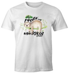 Herren T-Shirt Faultier Ich wurde positiv auf Müdigkeit getestet Sloth Fun-Shirt lustig Faulenzer Langschläfer Moonworks®