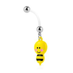Schwangerschaftspiercing Bio Flex flexibler Kunststoff kürzbar Biene Bumble Bee Bauchnabel-Piercing