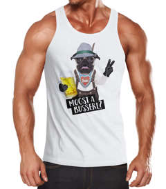 Herren Tank Top Tanktop mogst a busserl? Maas Bier Hund Mops Bayrisch Bayern Moonworks®