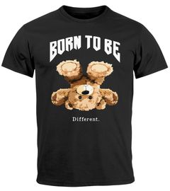 Herren T-Shirt Printshirt Born to be different Schriftzug Bear Bär Teddy Fashion Streetstyle Neverless®