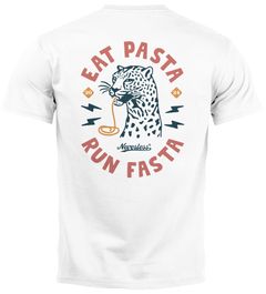 Herren T-Shirt Backprint Aufdruck Schrift Eat Pasta Brustlogo Retro Fashion Streetstyle Neverless®
