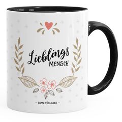 Geschenk Tasse Kaffeetasse Lieblingsmensch Danke Liebe Freundschaft Familie MoonWorks® Tasse Innenfarbe
