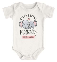 Baby Body für Mädchen & Jungen zum Muttertag Elefantenmotiv personalisierbar mit Namen Mama Kind kurzarm Bio Baumwolle SpecialMe®