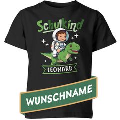 Kinder T-Shirt Einschulung mit Namen personalisiert Dino Astronaut Geschenk Schulanfang Jungen Mädchen SpecialMe®