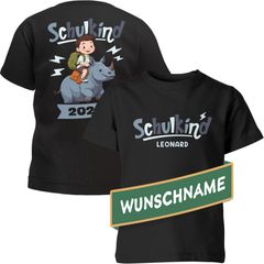 Kinder T-Shirt Einschulung Jungen Mädchen mit Namen personalisierbar Nashorn Geschenk Schulanfang SpecialMe®