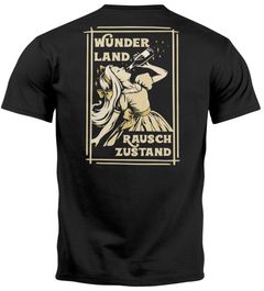 Herren T-Shirt Wunderland Fun Motiv Printshirt Backprint Schriftzug Spruch lustig Moonworks®