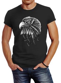 Herren T-Shirt Adler Aufdruck Slim Fit Neverless®