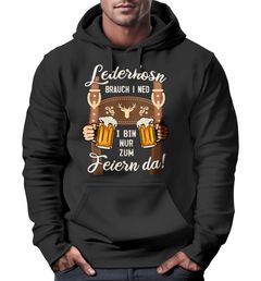 Hoodie Herren Tracht Lederhosen brauch i ned Durst Fun-Shirt Volksfest Outfit Männer Spruch lustig Kapuzenpulli Moonworks®