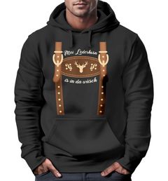 Hoodie Herren Lederhose Ersatz Tracht Kostüm Volksfest Bierfest Outfit Spruch Lustig Moonworks®