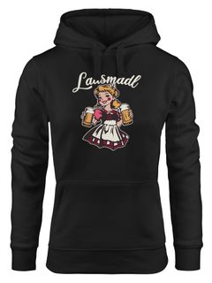 Kapuzen-Pullover Damen Dirndl Print Lausmadl Bayern Bier Kostüm Tracht Volksfest Outfit Frauen Hoodie Moonworks®