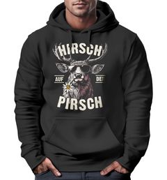 Hoodie Herren Tracht Hirsch auf der Pirsch Fun Spruch lustig Tiermotiv Sonnenbrille Outfit Volksfest Kapuzenpulli Moonworks®