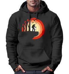 Hoodie Herren Wander-Motiv Trekking Aufdruck Kapuzenpullover Outdoor Fashion Streetstyle Neverless®