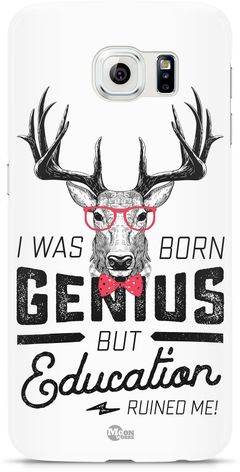Spruch Hülle {variation_2_option_id} I was born as genius but education ruined me Handyhülle Handy Case Hardcover Schutzhülle Hardcase Moonworks®