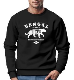 Sweatshirt Herren Bengal Tiger Schriftzug Grafik Logo  Rundhals-Pullover Neverless®