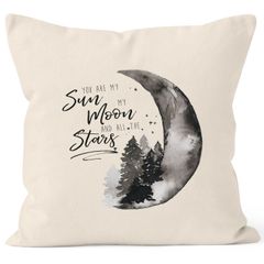 Kissenbezug You are my sun, my moon and all the stars Liebe Spruch Love Quote verliebt Kissen-Hülle Deko-Kissen MoonWorks® 40x40 Baumwolle 