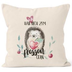 Kissenbezug Ich hab dich zum fressen gern Watercolor Igel Liebe Spruch Geschenk Love Quote 40x40 Baumwolle MoonWorks®