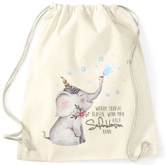 Turnbeutel Elefant Spruch Warum Trübsal blasen wenn man auch seifenblasen kann Moonworks®