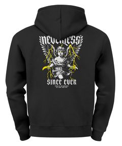 Hoodie Backprint Herren Engel Flügel Spruch Print Aufdruck Statement Rückenaufdruck Männer Fashion Streetstyle Neverless®