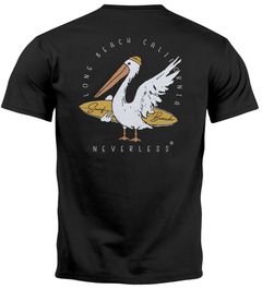 Herren T-Shirt Backprint Pelikan Print Surfer Surfboard Printshirt Männer Fashion Streetstyle Neverless®
