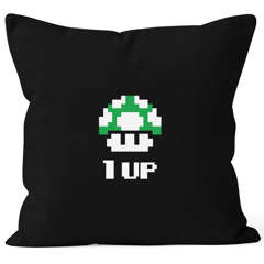 Kissenbezug Geburtstag Retro Pixel-Pilz 1-Up-Pilz Level-Up Gaming Konsole 90er MoonWorks®
