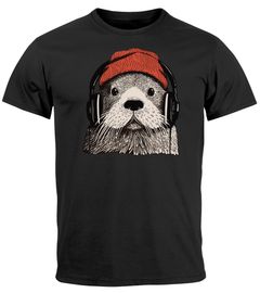 Herren T-Shirt Otter Print Comic Illustration Kunstdruck Männer Grafikshirt Fashion Streetstyle Neverless®