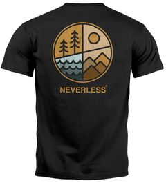 Herren T-Shirt Backprint Natur Grafik Berge Wald Adventure Outdoor Casual Männer Fashion Streetstyle Neverless®
