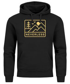 Hoodie Herren Print Outdoor Grafik Line Art Berge Natur Aufdruck Kapuzen-Pullover Männer Fashion Streetstyle Neverless®