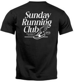 Herren T-Shirt Backprint Sport Laufen Joggen Grafik Sunday Running Club Retro Fashion Streetstyle Neverless®