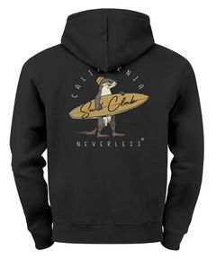 Herren Hoodie Backprint California Surfing Print Otter mit Surfboard Grafik Kapuzen-Pullover Männer Fashion Streetstyle Neverless®