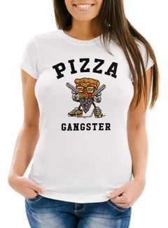 Pizza Damen T-Shirt Gangster Slim Fit Moonworks®
