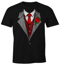Herren T-Shirt Anzug Schlips Krawatte aufgedruckt Fun-Shirt Moonworks®