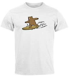 Herren T-Shirt Bär Print Surfer Surfboard Sommer Printshirt Grafikshirt Fashion Streetstyle Neverless®