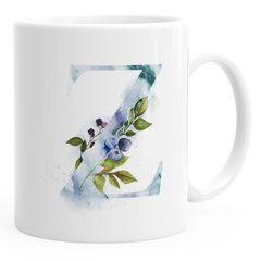 Buchstaben-Tasse "{style_variation}" Tasse mit Buchstabe Alphabet Monogramm Watercolor gezeichnet Kaffeetasse Autiga®