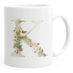 Buchstaben-Tasse "{style_variation}" Tasse mit Buchstabe Alphabet Monogramm Watercolor gezeichnet Kaffeetasse Autiga®