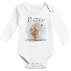 Baby Body Langarm personalisiert mit Namen Bär Hase Fuchs Tiermotive mit Wunschname Geschenk Geburt Bio-Baumwolle SpecialMe®