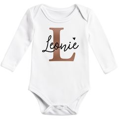 Baby Body personalisiert mit Namen und Herz Monogramm Initale Wunschname Geschenk Geburt Geburtstag Bio-Baumwolle SpecialMe®