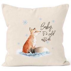 Kissenbezug Baby it`s cold outside Fuchs Winter Kissen-Hülle Weihnachten Schnee Fox Autiga®