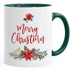 Tasse Weihnachten Merry Christmas Blumen Weihnachtsstern Christstern Teetasse Kaffeetasse Autiga®