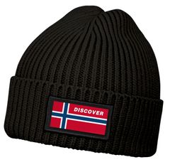 Herren Beanie Wintermütze mit Patch Norwegen Flagge Aufdruck Print Strickmütze Männer Rippstrick Neverless®