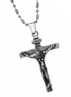 Halskette Herren Edelstahl Kette Kugelkette Anhänger Kreuz Jesus