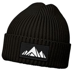 Herren Beanie Wintermütze Patch Aufdruck Berge Wandern Outdoor Print Strickmütze Männer Rippstrick Neverless®