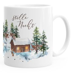 Tasse Stille Nacht Weihnachten Winter Schnee Silent Night Christmas Weihnachts-Tase Kaffeetasse Teetasse Keramiktasse Autiga®