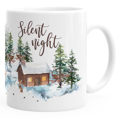 Kaffee-Tasse Weihnachten Winter Schnee Silent Night Christmas Weihnachts-Tase Kaffeetasse Teetasse Keramiktasse Autiga®