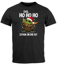 Herren T-Shirt Weihnachten Baby-Yoda Fun-Shirt Spruch lustig Das HoHoHo stark in dir ist Moonworks®