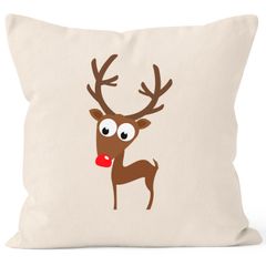 Kissen-Bezug Weihnachten Rentier Rote Nase MoonWorks®