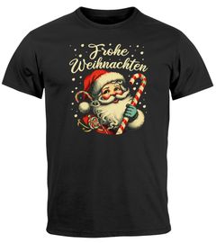 Herren T-Shirt Frohe Weihnachten Santa Claus Aufdruck XMAS Printshirt Outfit Männer Moonworks®