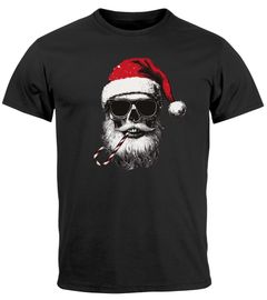 Herren T-Shirt Weihnachten Lustig Skull Totenkopf Weihnachtsmütze Outfit Männer XMAS Moonworks®